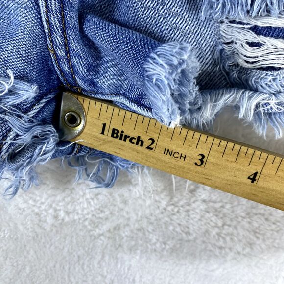 Kancan Denim Shorts Women Sz XS Cut-Off‎ Distressed Exposed Button Fly - Picture 9 of 13